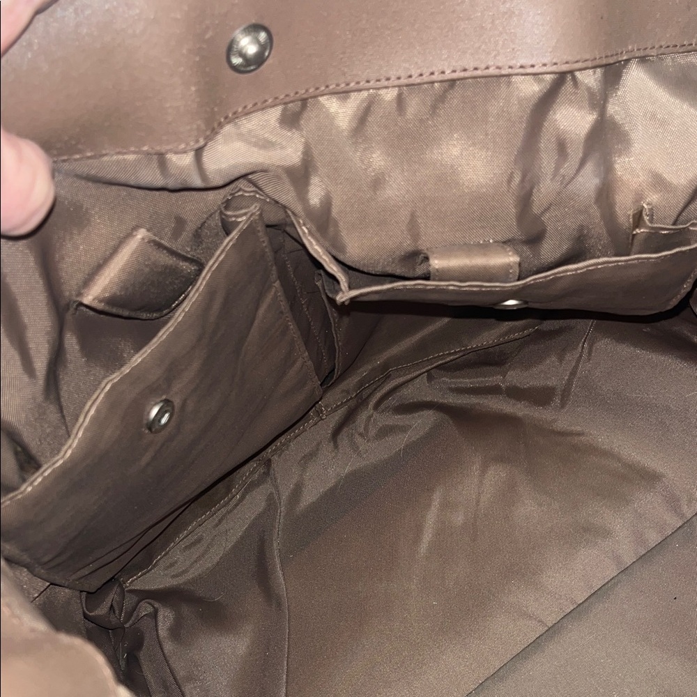 Tommy Bahama Large Tan Burlap and Brown Men's Travel Tote - Picture 8 of 16